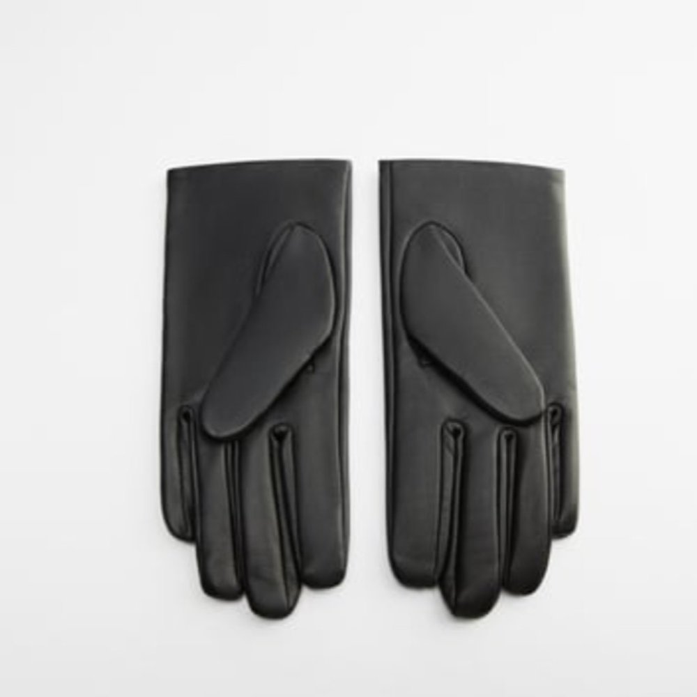 ZARA Black 100% leather Gloves